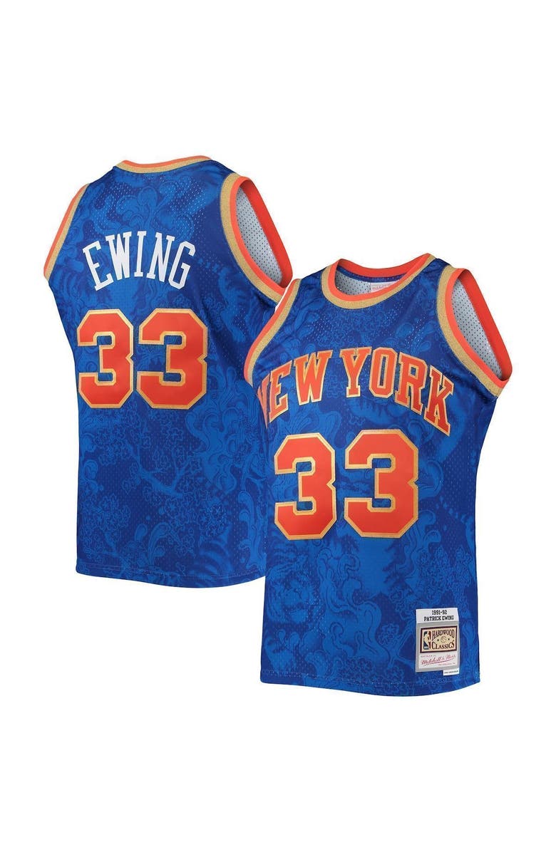 Mitchell & Ness Men's Mitchell & Ness Patrick Ewing Blue New York Knicks Hardwood Classics 1991-92 Lunar New Year Swingman Jersey, Main, color, 
