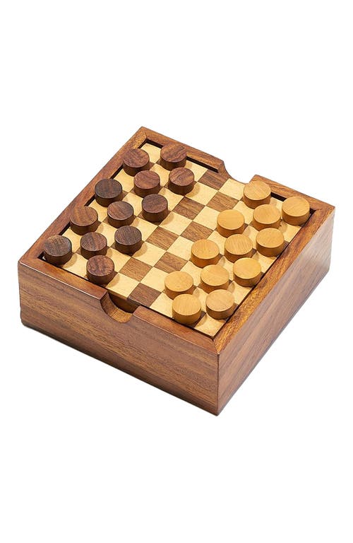 Matr Boomie Checkers and Tic Tac Toe Game Set - Handcrafted Wood in Brown  product