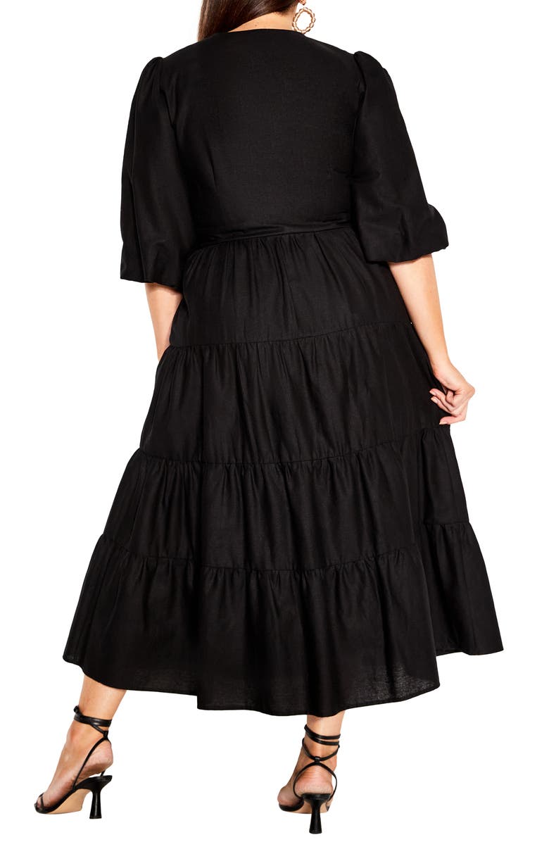 City Chic English Rose Linen Blend Maxi Dress, Alternate, color, 