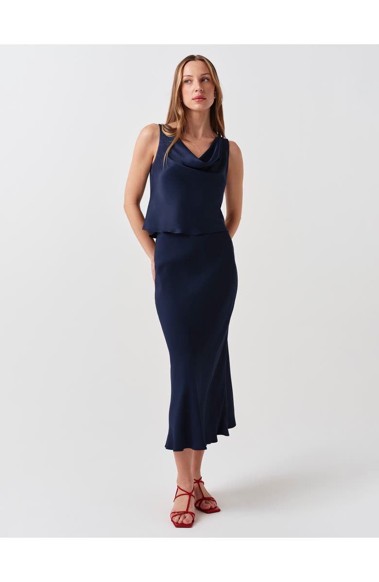 Ghost London Lyra Crepe Midi Skirt, Alternate, color, Navy