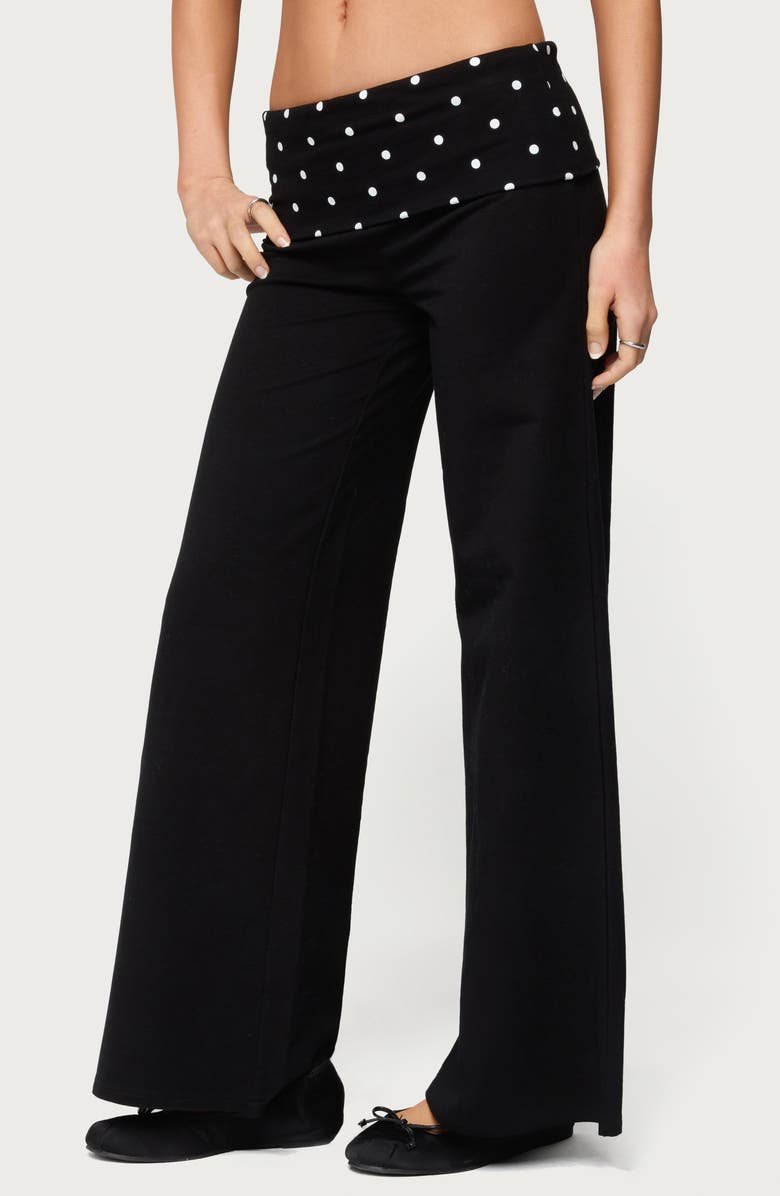 EDIKTED Reeva Polka Dot Foldover Pants, Alternate, color, 