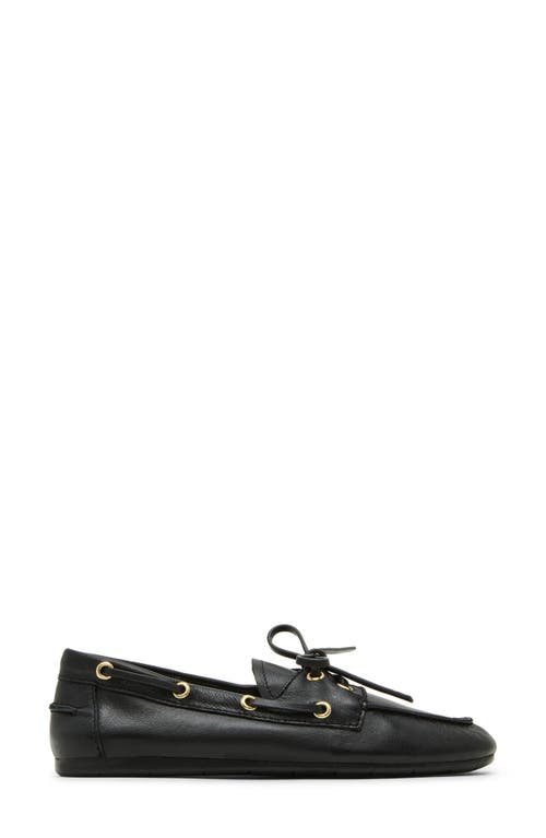 Steve Madden Sag Boat Shoe In Black Leather