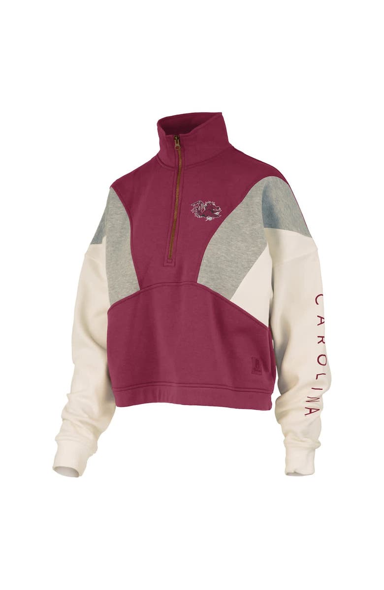 PRESSBOX Women's Pressbox  Garnet South Carolina Gamecocks Ferrara Color Block Quarter-Zip Sweatshirt, Alternate, color, Garnet