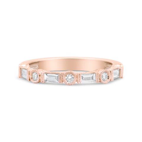 14K Rose Gold 3/8 Cttw Diamond Bridal Band Ring