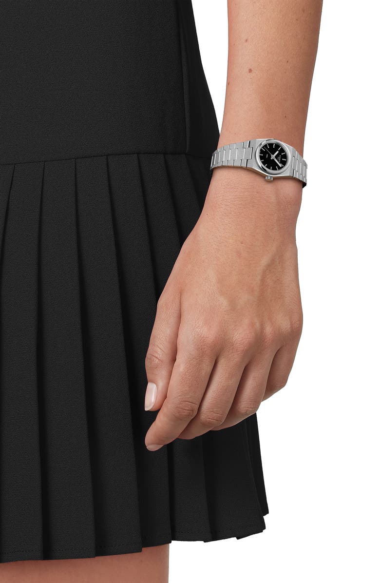 Tissot PRX Diamond Bracelet Watch, 25mm, Alternate, color, Black