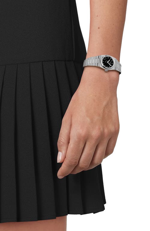 Tissot Women's Swiss Prx Diamond (1/20 Ct. T.w.) Stainless Steel Bracelet Watch 25mm In Black