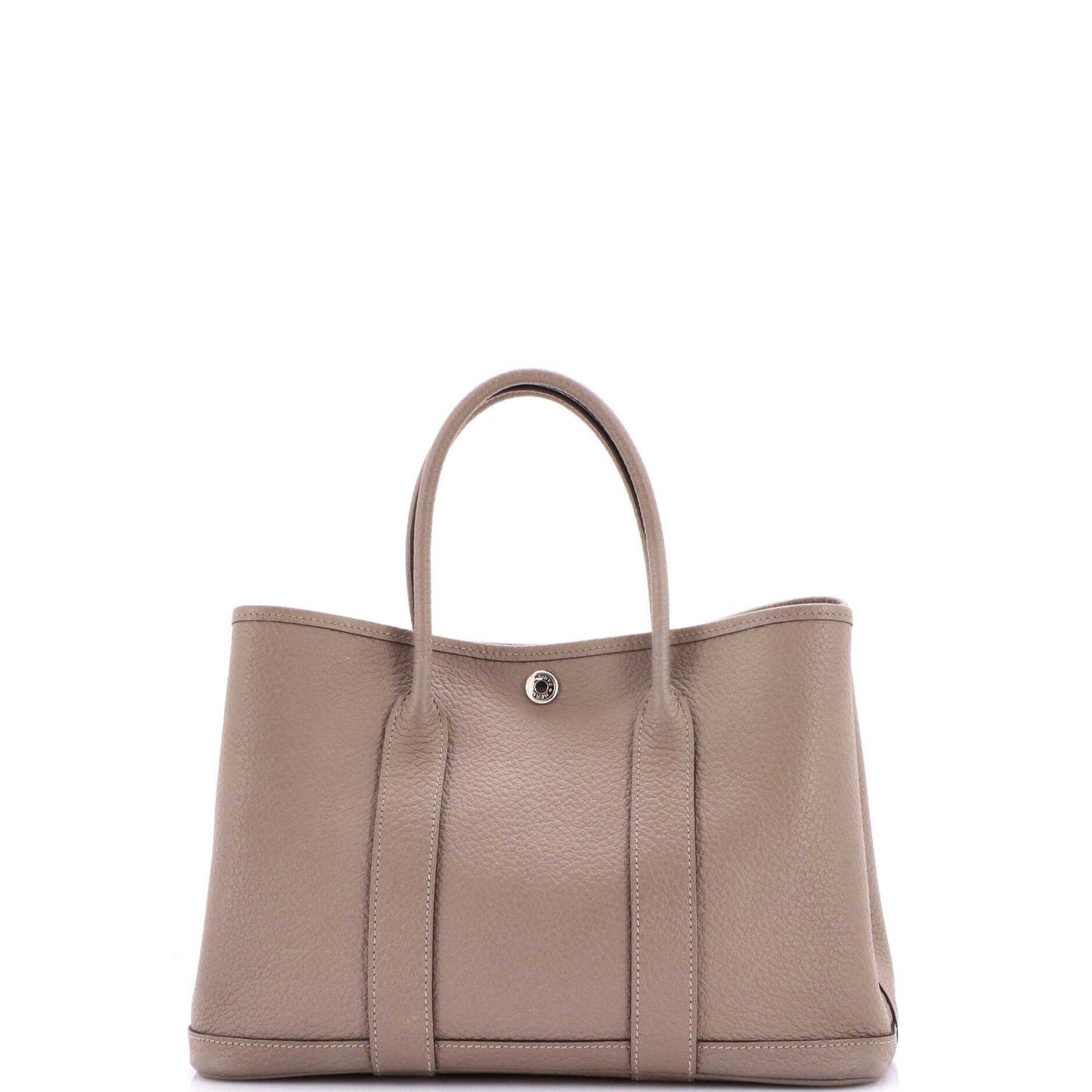 Pre-Owned Hermes Garden Party Tote Leather 30, Alternate, color, Gris Asphalte