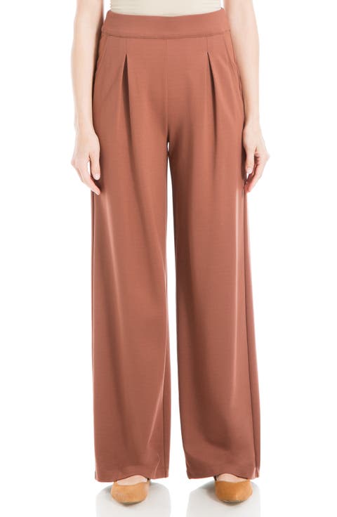 Ponte Wide Leg Soft Pleat Pants