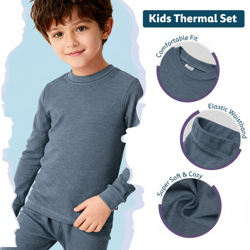 City Threads Boys Soft & Cozy Thermal Long Johns 2-piece Set In Blue