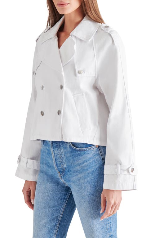 Steve Madden Sirus Crop Denim Trench Coat In White