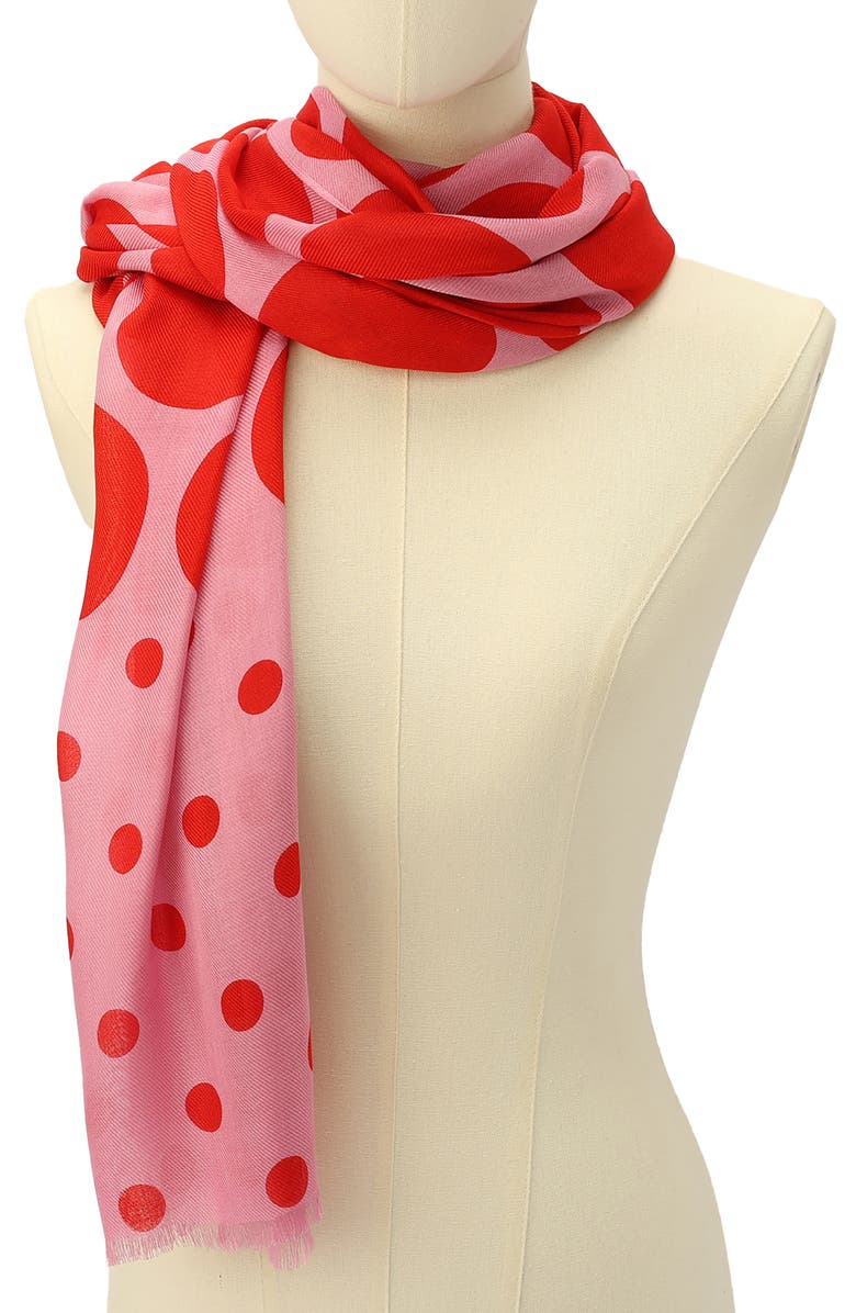 Kate Spade New York seasonless dot oblong scarf, Alternate, color, Classic Red Surf Pink