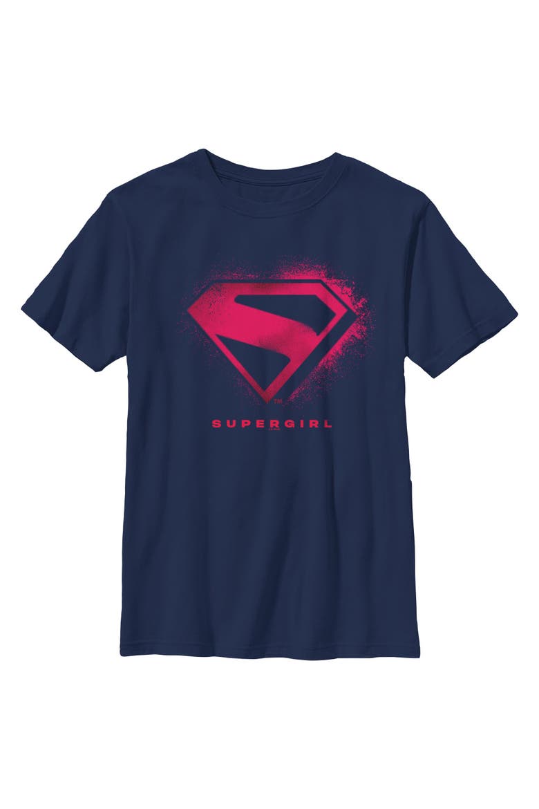Boy's Supergirl Classic Logo Ink  Graphic T-Shirt, Main, color, Navy Blue