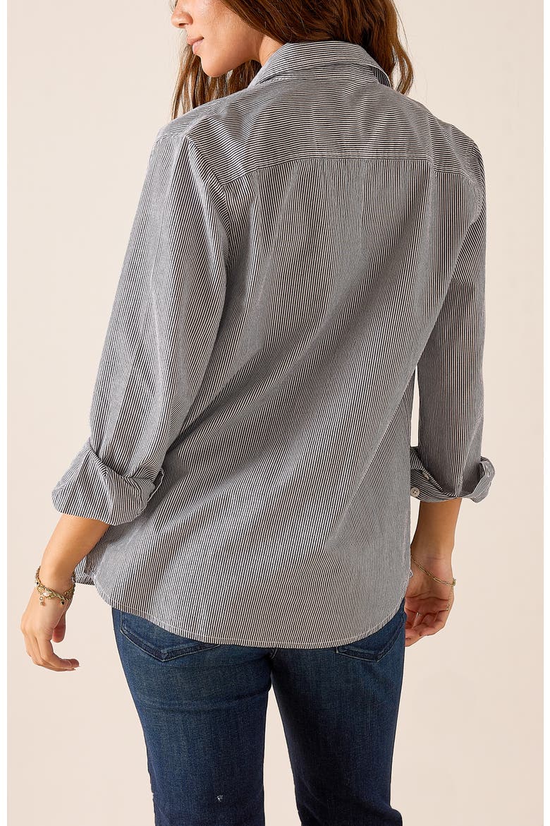 Tuxedo Ruffle Shirt, Alternate, color, Soft Black Pinstripe