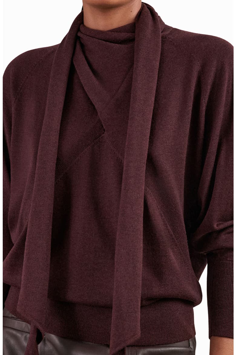 Alexis Scarf Wool Sweater, Alternate, color, BURGUNDY