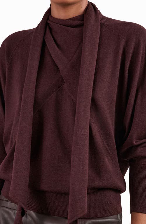 Reiss Womens Burgundy Alexis Scarf-tie Long-sleeve Draped Wool Jumper In Burgundy