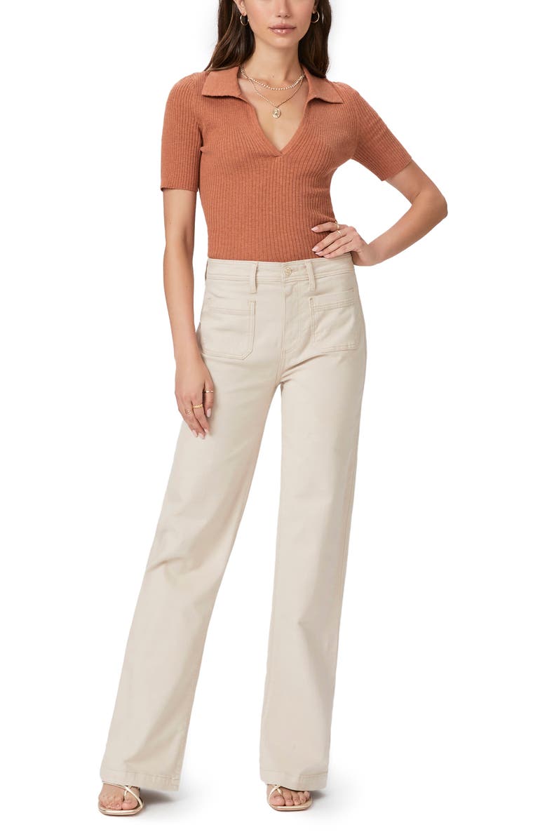 PAIGE Leenah High Waist Wide Leg Jeans, Alternate, color, Soft Beige