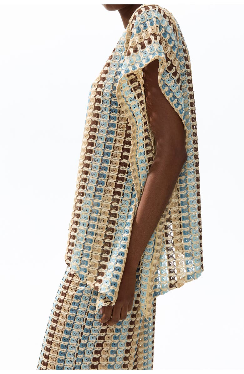 H&M Asymmetric Cape Top, Alternate, color, Light Beige/Patterned