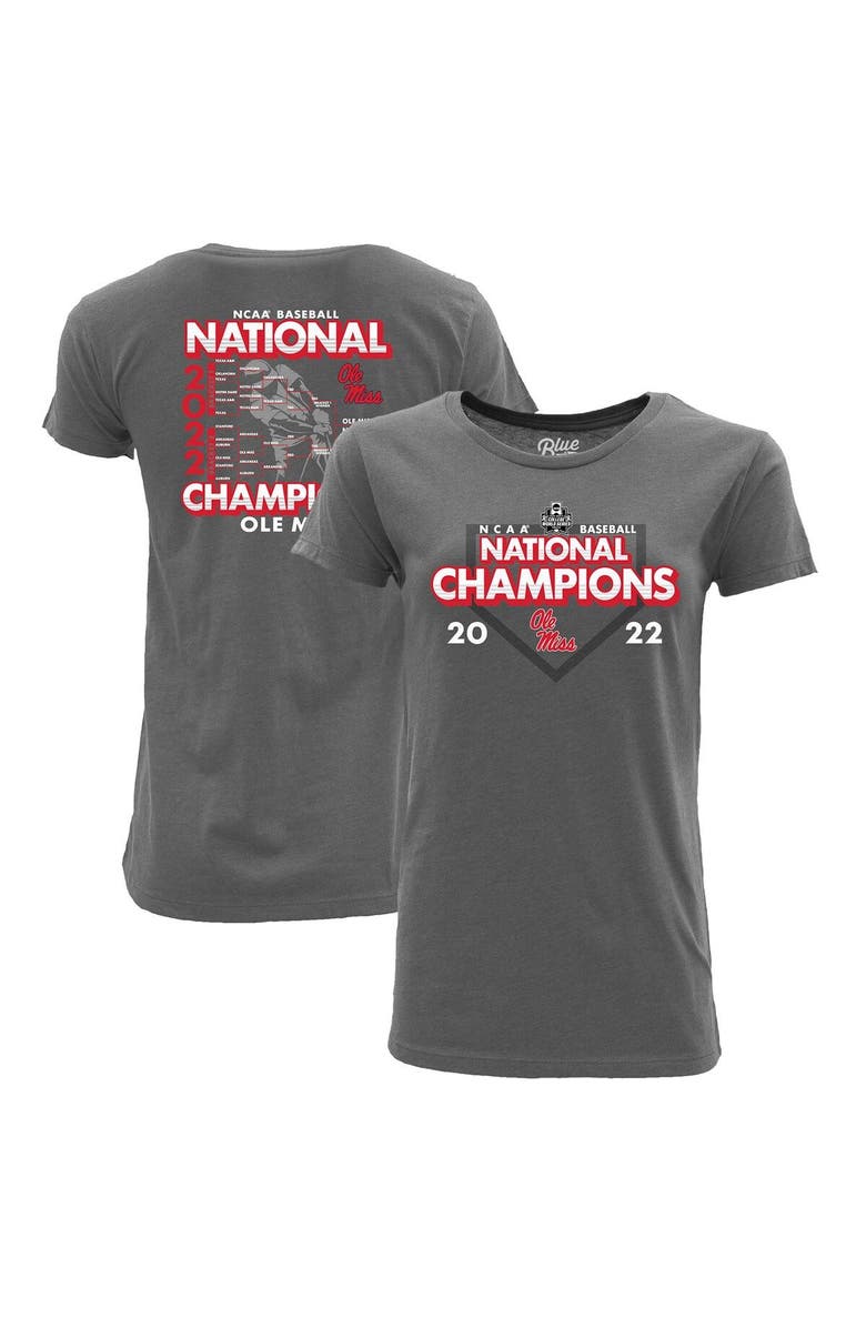 BLUE 84 Women's Blue 84 Heathered Gray Ole Miss Rebels 2022 NCAA Men's Baseball College World Series Champions Schedule T-Shirt, Main, color, 