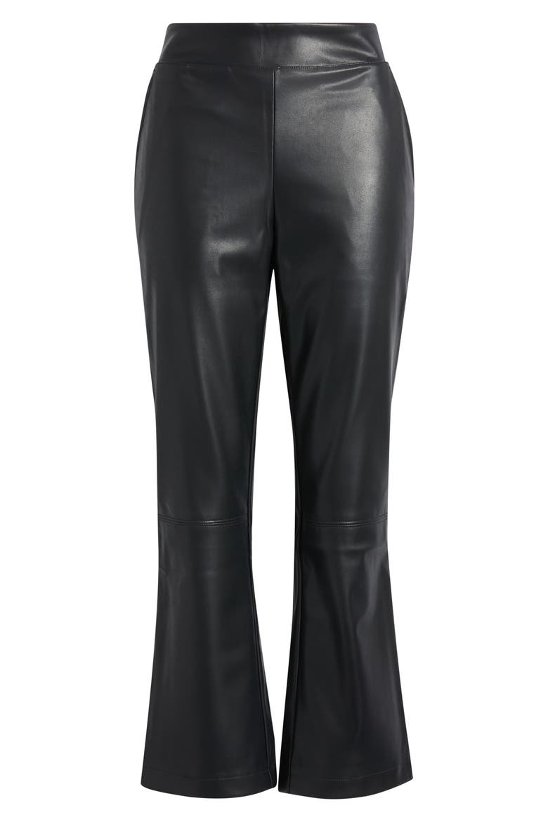 Faux Leather Crop Baby Bootcut Pants, Alternate, color, BLACK
