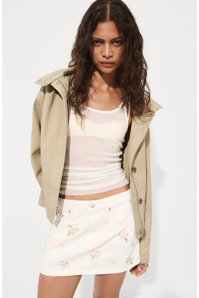 Embroidered Floral Miniskirt, Alternate, color, WHITE