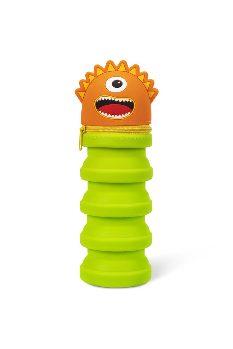 Retractable Pencil Case, Orange Monster Character, Main, color, Multicolored