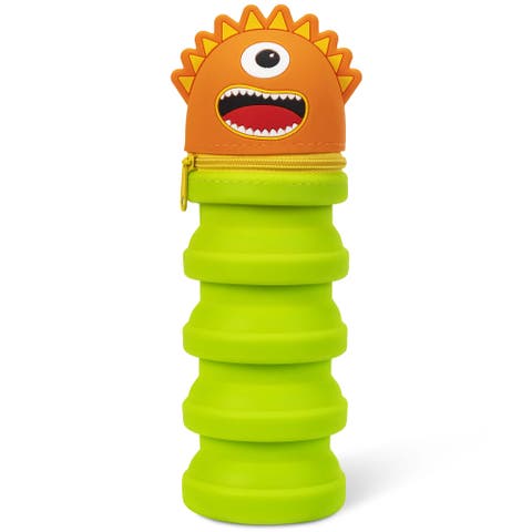 Retractable Pencil Case, Orange Monster Character