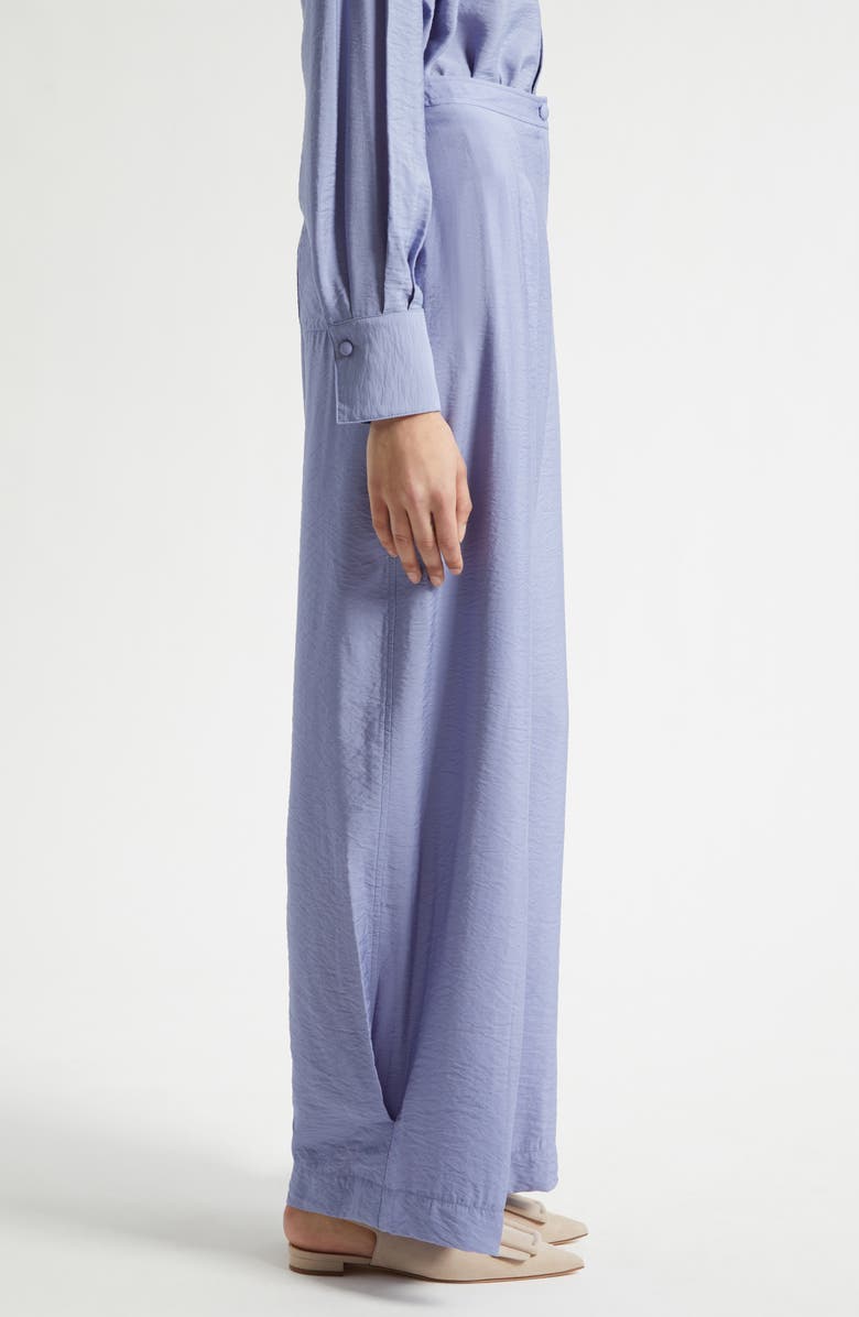 Emporio Armani Reverse Pleat Techno Rayon Wide Leg Pants, Alternate, color, Purple