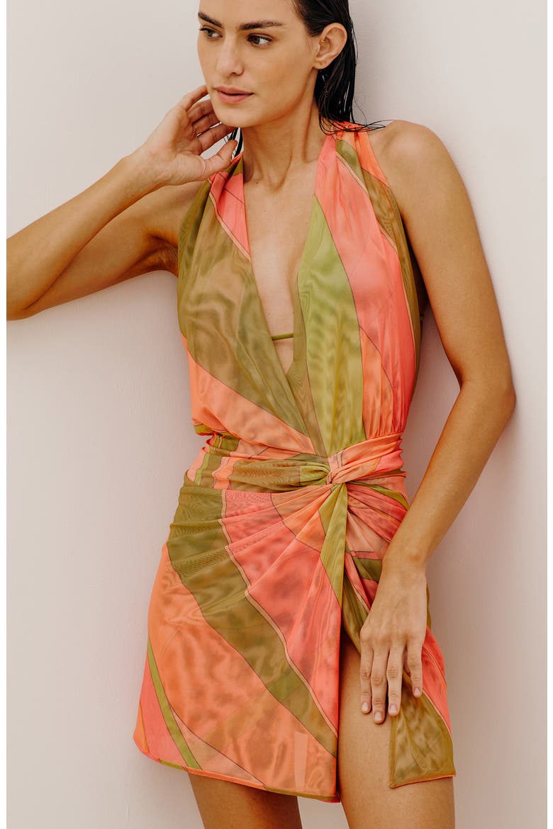 Sharon Karina Mesh Cover-Up Dress, Alternate, color, CORAL MULTI