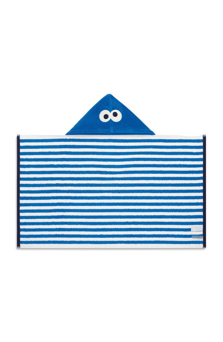 Primary Kids Sesame Street Hoodie Towel, Main, color, Blueberry White Stripe