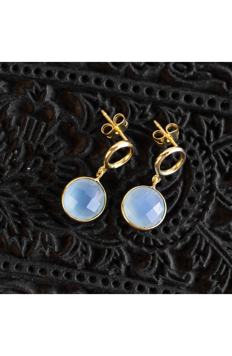 Ten Thousand Villages Sona Chalcedony Blue Gem Drop Earrings, Alternate, color, Multi Color