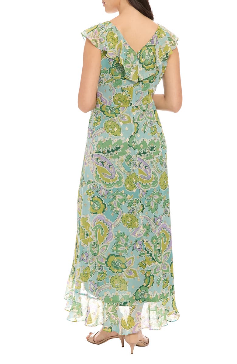 London Times Ruffle Faux Wrap Maxi Dress, Alternate, color, Aqua/ Green