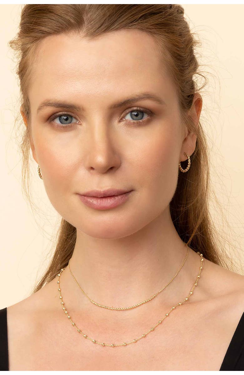 Oradina 14K Yellow Gold Celebration Ball Hoops, Alternate, color, Yellow Gold