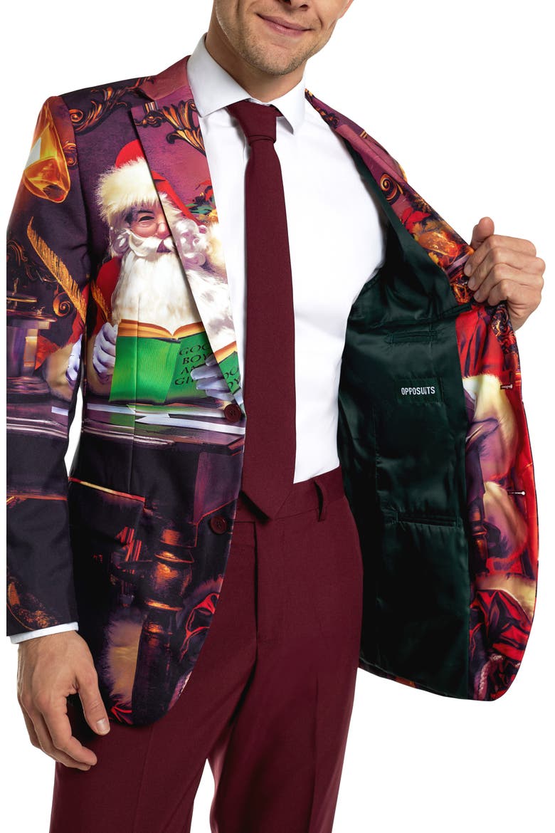 Classic Cause Vintage Advertisement Print Two-Piece Suit & Tie, Alternate, color, RED