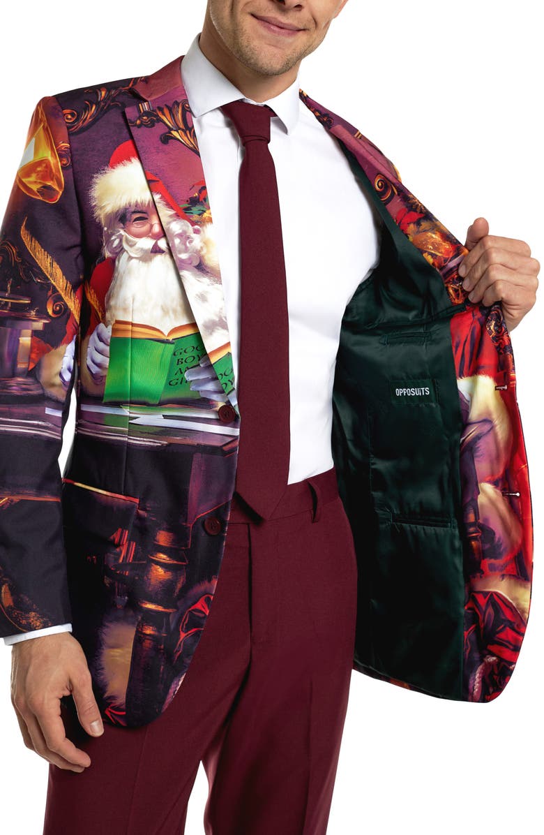 OppoSuits Classic Cause Vintage Advertisement Print Two-Piece Suit & Tie, Alternate, color, Red