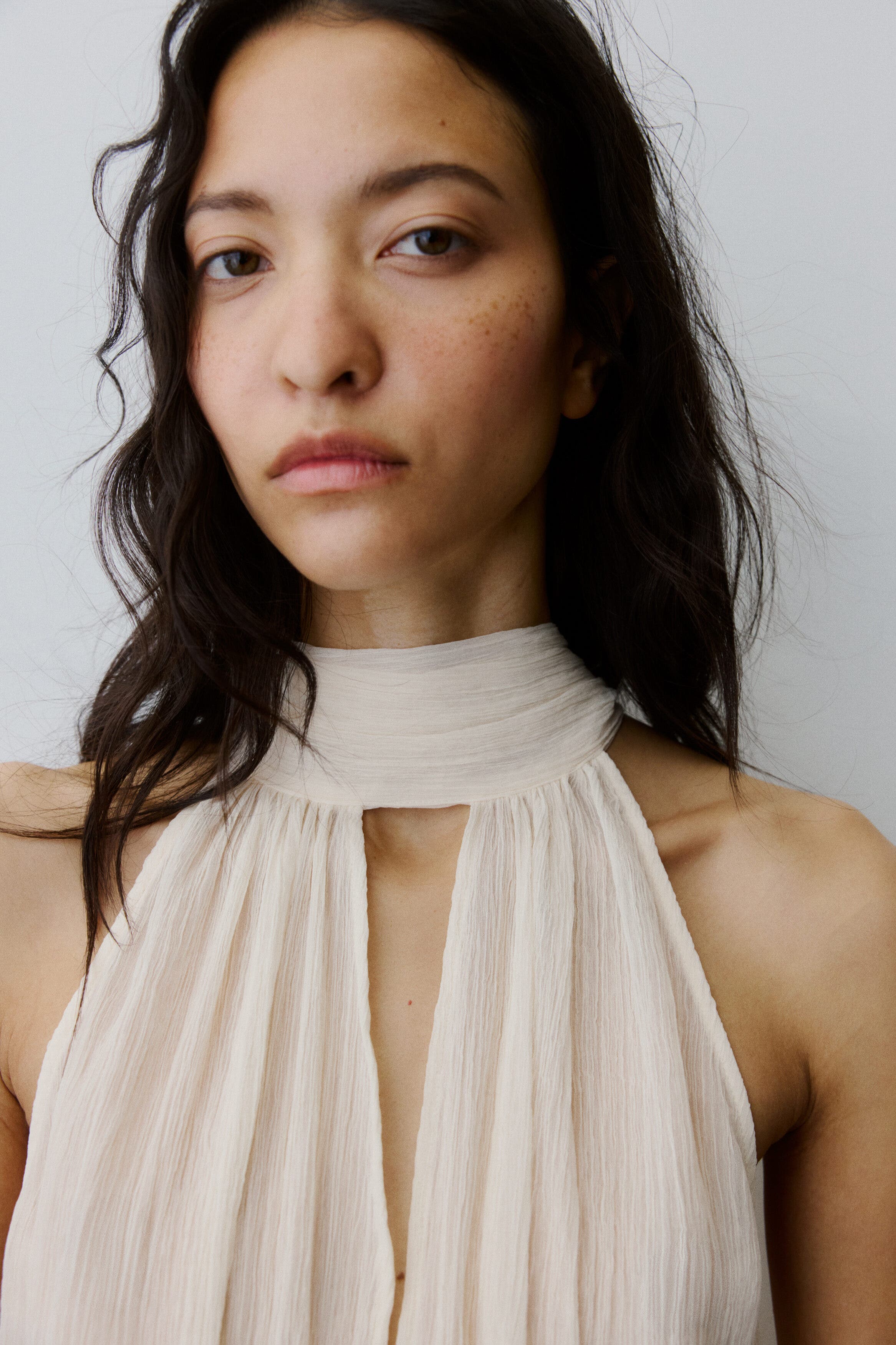 Scarf-collar Chiffon Top - image 2