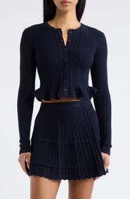 LoveShackFancy Orly Ruffle Hem Pointelle Cardigan