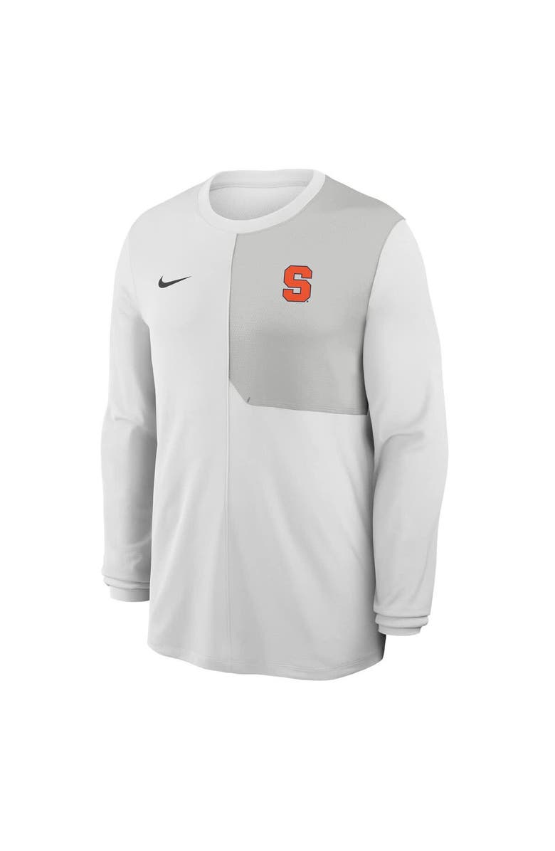 Nike Men's Nike White Syracuse Orange 2025 Sideline Coach UV Dri-FIT Long Sleeve Shirt, Alternate, color, White