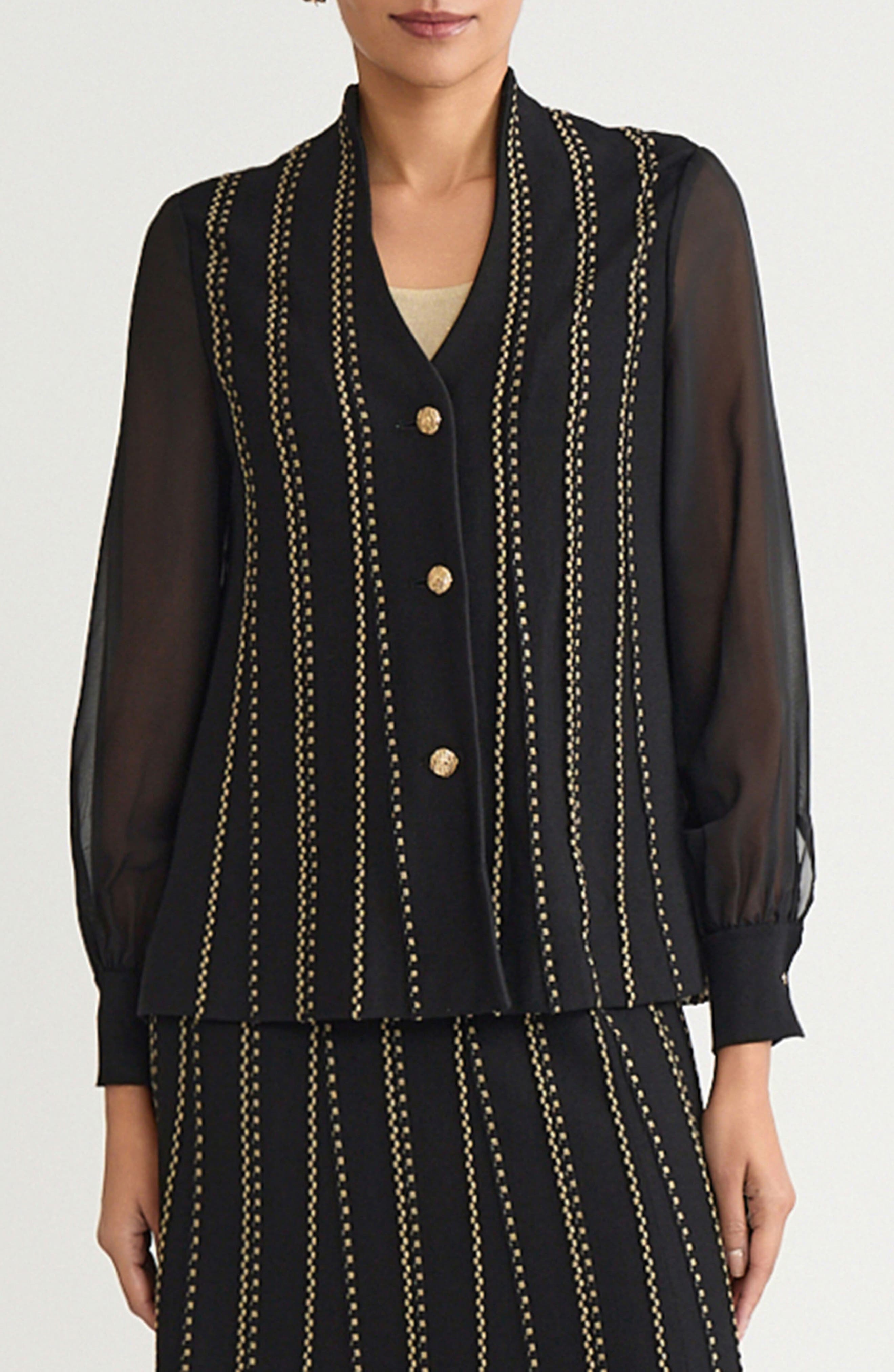 Metallic Stripe Cardigan