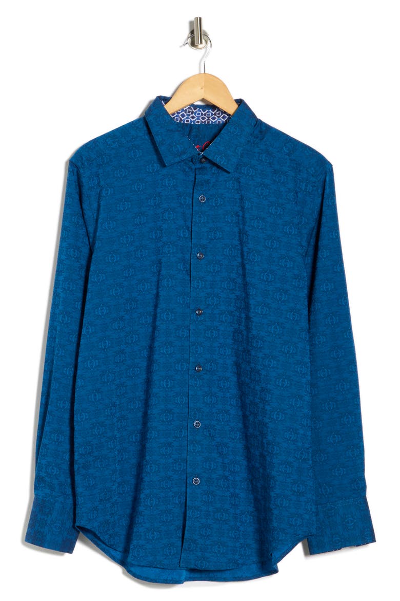 Stellman Cotton Dress Shirt, Alternate, color, NAVY