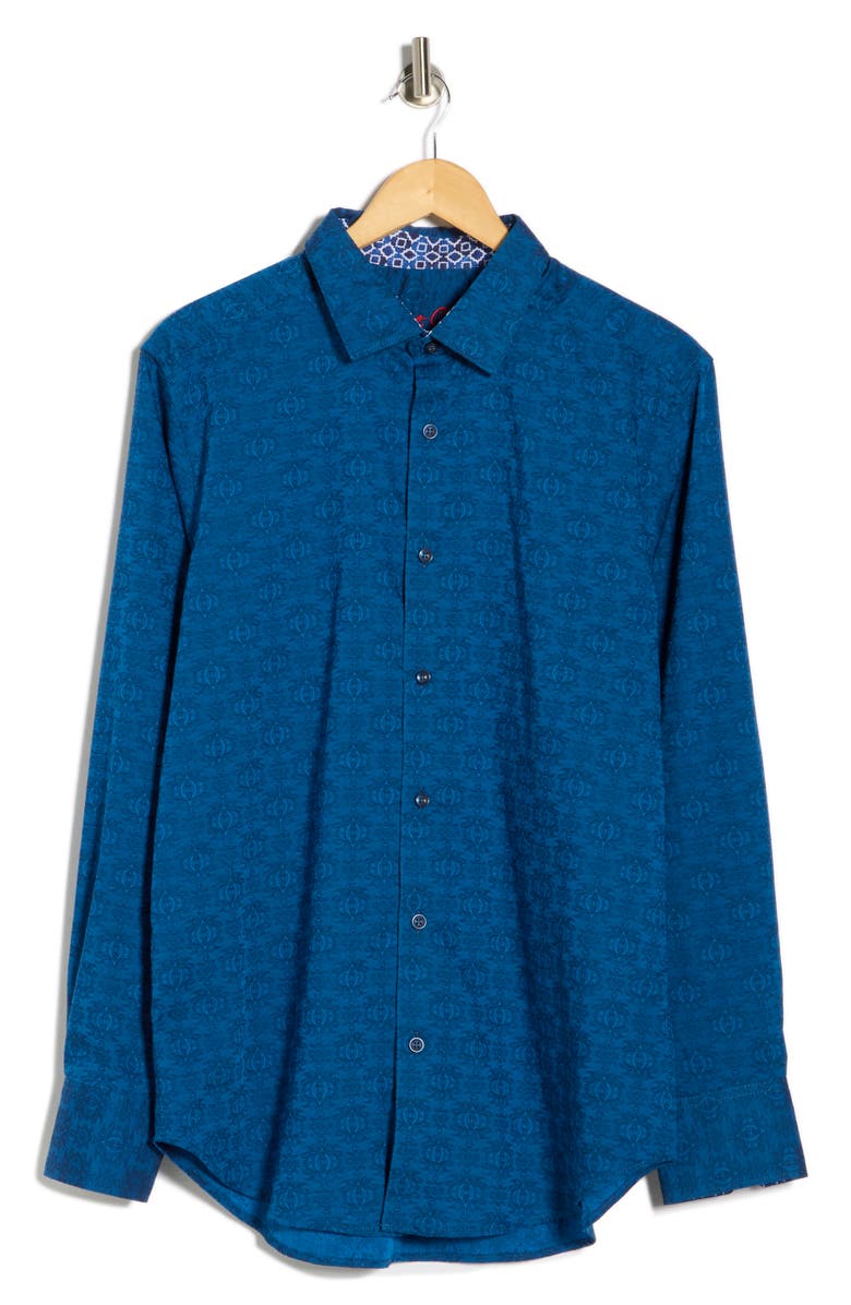 Robert Graham Long Sleeve Woven Shirt, Main, color, Navy