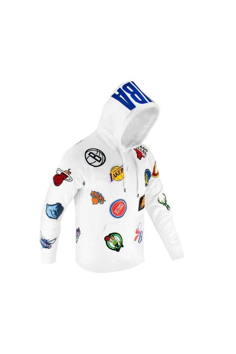 Unisex FISLL  White NBA All Over Logo Hoodie, Alternate, color, White