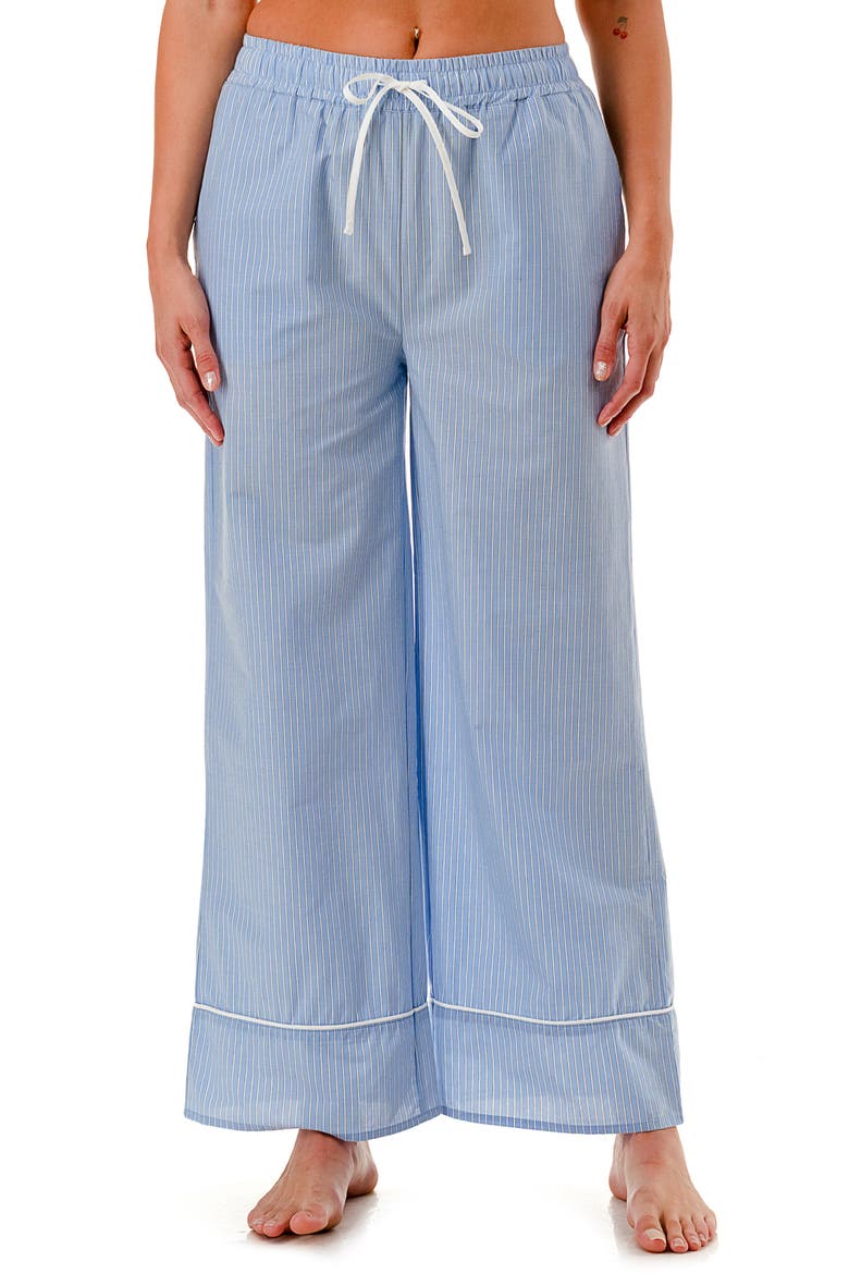 Striped Scalloped Pajama Pants, Alternate, color, BLUE