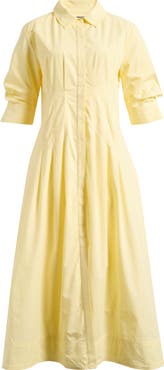 Vince Camuto Pleated Cotton Button-Up Maxi Shirtdress