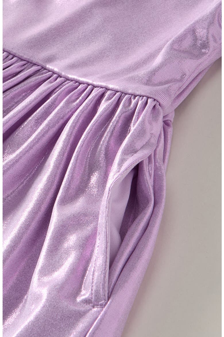Kids' Metallic Knit Dress, Alternate, color, PURPLE BLOOM METALLIC
