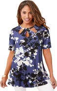 Jessica London Stretch Knit Cutout Swing Tunic