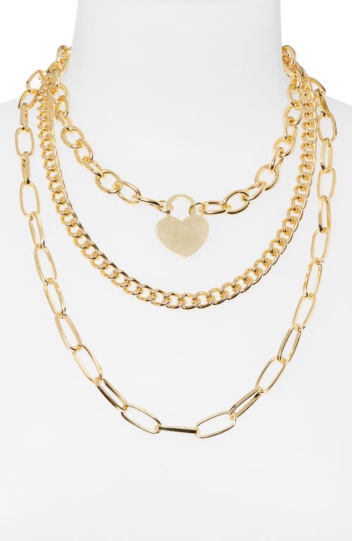 Tasha Heart Pendant Triple Layer Necklace