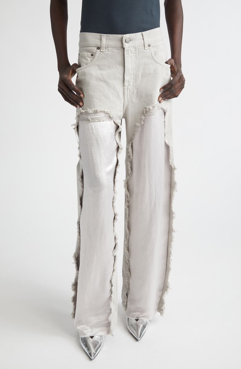 Haikure Bonnie Destroyed Wide Leg Jeans, Main, color, Ice Grey