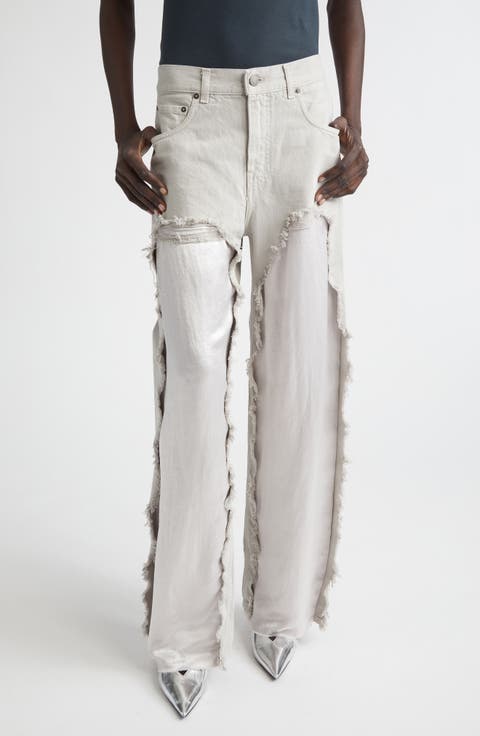 Bonnie Destroyed Wide Leg Jeans (Ice Grey)