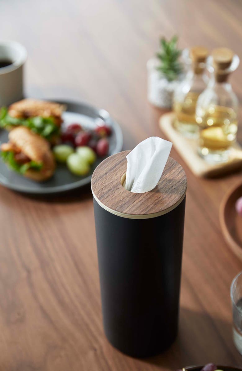 Yamazaki Large Round Tissue Case, Alternate, color, Walnut