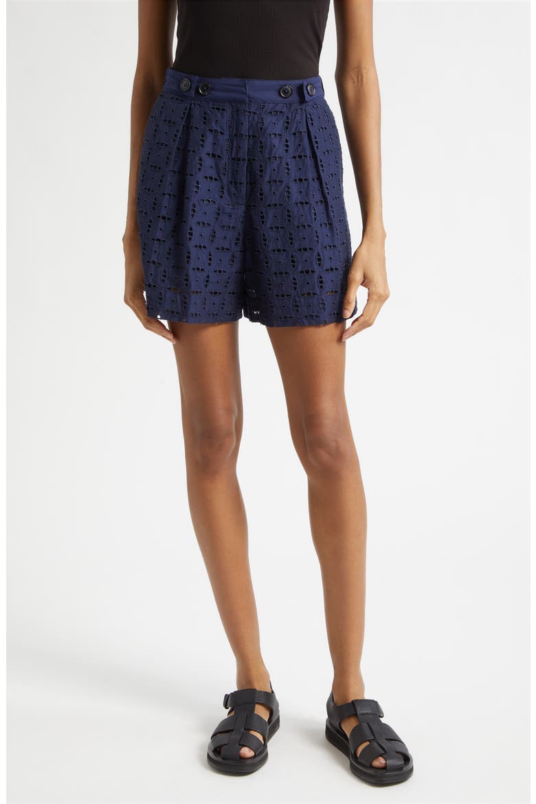 Boswell Eyelet Lace Shorts, Main, color, NAVY